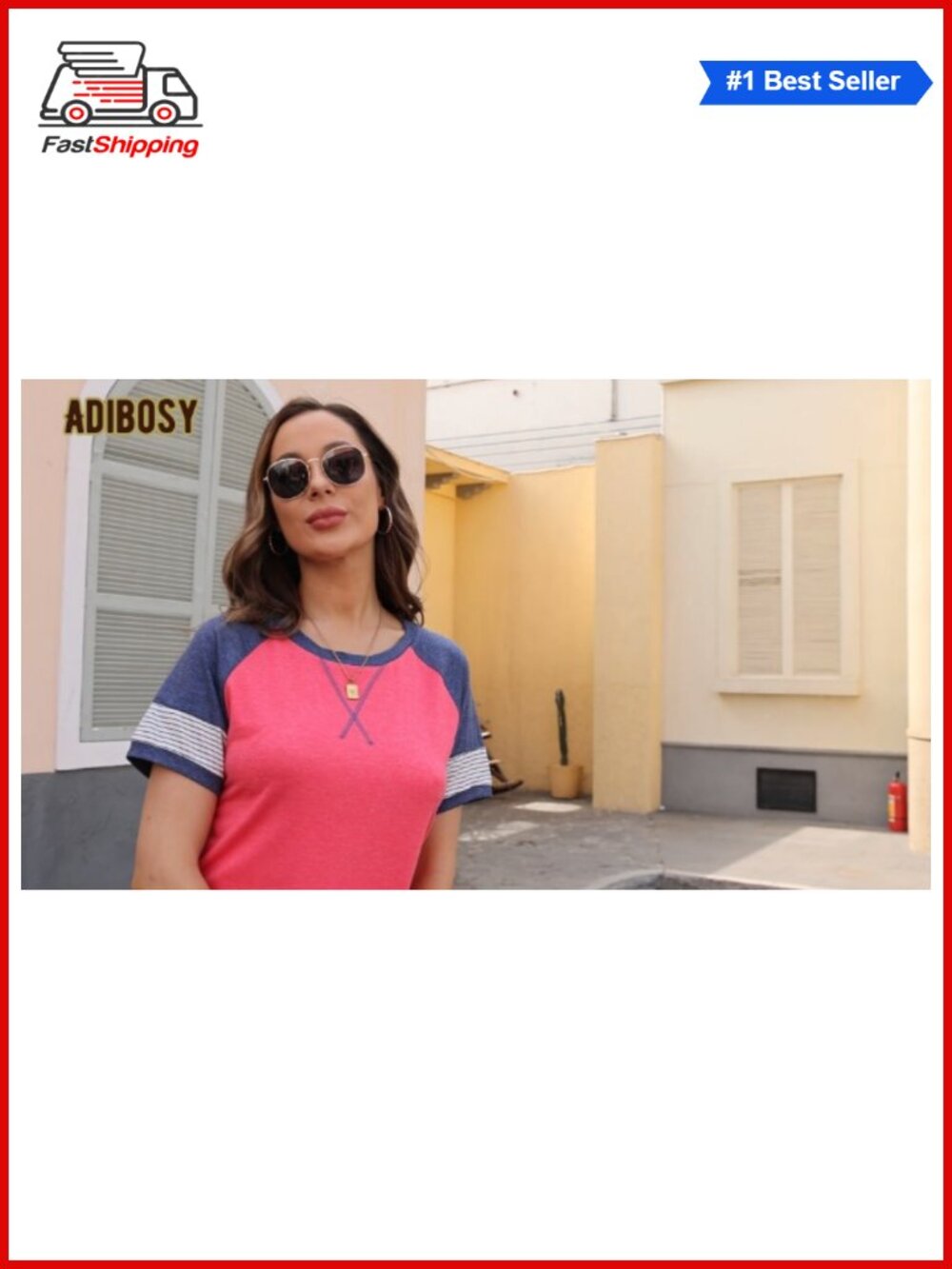 ✨Adibosy Women's Summer Tunic T-Shirt Striped Crew Neck Short Sleeve Casual Top - Picture 4 of 6